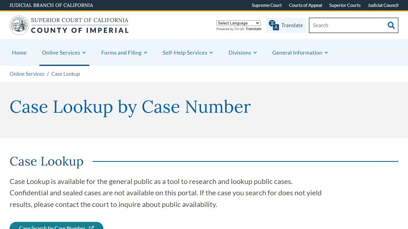 Case Lookup | Superior Court of California | County of Imperial